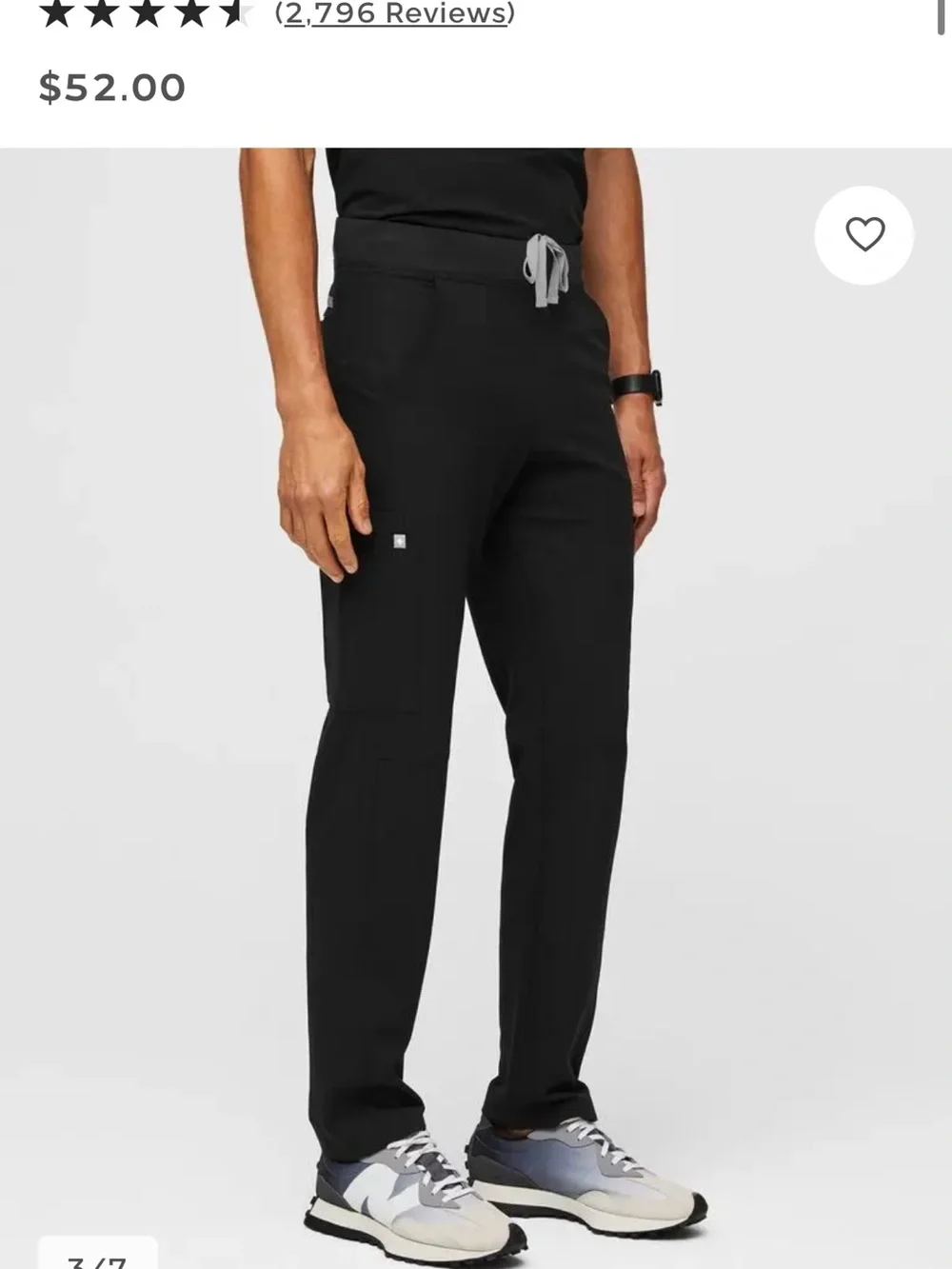 Figs Men's Black Cargo Scrub Pants with Utility Pocket